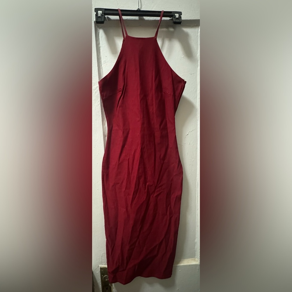 The Vintage Shop Burgundy Halter Midi Dress